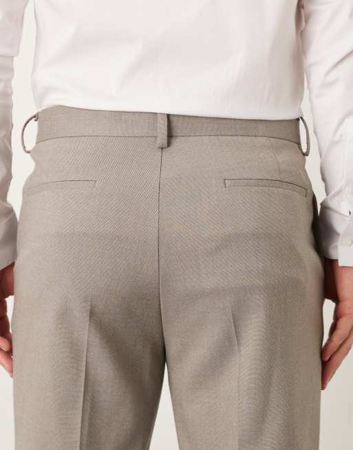 ASOS DESIGN – Elegante, schmal zulaufende Hose in Grau mit leichter Struktur, 5 von 5