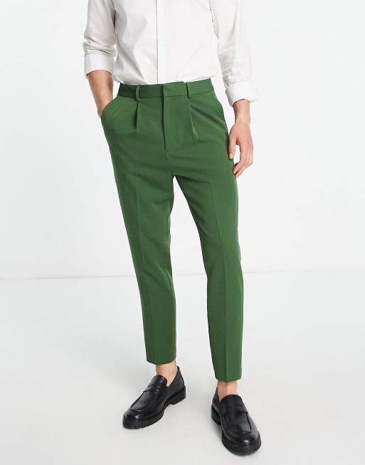ASOS DESIGN – Elegante, schmal zulaufende Hose in Khaki