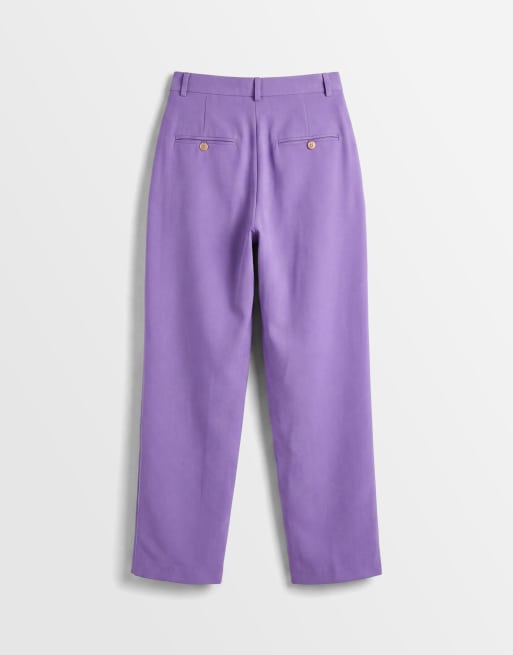 ASOS DESIGN – Elegante, schmal zulaufende Hose in Lila mit weitem Schnitt, 7 von 9