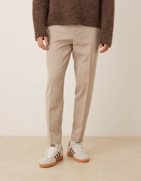 ASOS DESIGN – Elegante, schmal zulaufende Hose in Steinbeige mit verstellbaren Seiten - view 1