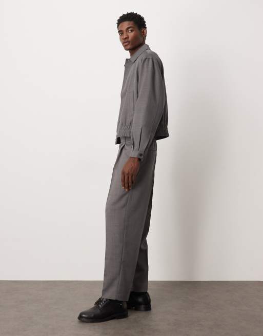 ASOS DESIGN – Elegante, schmal zulaufende Oversize-Hose in meliertem Grau mit halb-elastischem Bund, Kombiteil, 3 von 5