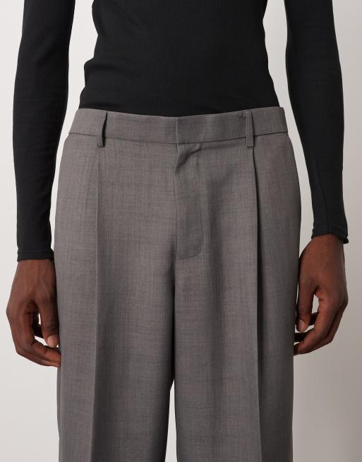 ASOS DESIGN – Elegante, schmal zulaufende Oversize-Hose in meliertem Grau mit halb-elastischem Bund, Kombiteil, 5 von 5