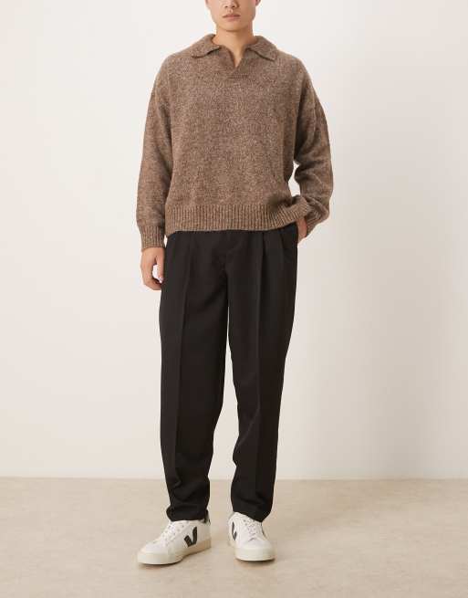 ASOS DESIGN – Elegante, schmal zulaufende Oversize-Hose in Schwarz mit Doppel-Bundfalten, 2 von 5