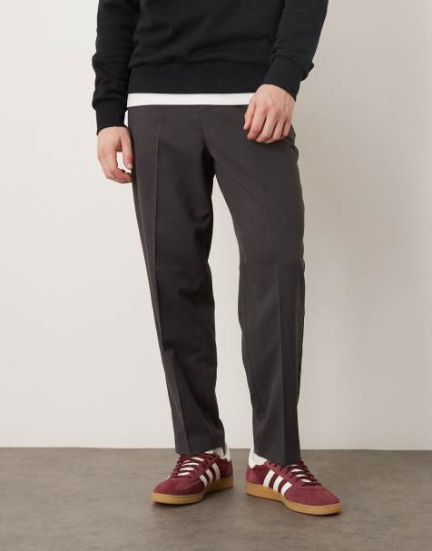 ASOS DESIGN – Elegante, schmal zulaufende Relaxed-Fit-Hose in Anthrazit mit elastischem Bund - view 1