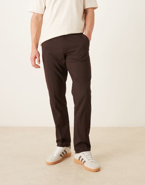ASOS DESIGN – Elegante schmale Hose in Dunkelbraun - view 1