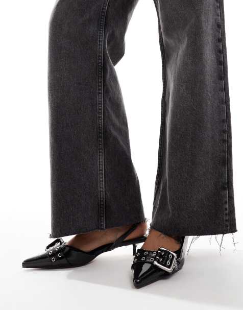 ASOS DESIGN – Elegante Schuhe in Schwarz mit Kitten-Absatz, Fersenriemen und Schnallendetail - view 1