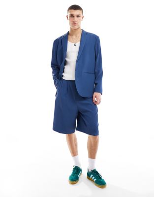 ASOS DESIGN - Elegante short met wijde pijpen in marineblauw