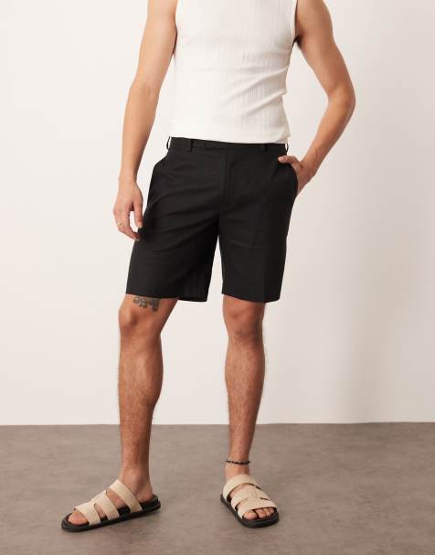 ASOS DESIGN – Elegante Shorts aus Leinenmix in Schwarz mit geradem Schnitt - view 1