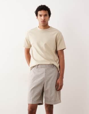Elegante Shorts in Beige mit hohem Leinenanteil, Mikrostruktur und regulärer Passform-Neutral Neutral 54