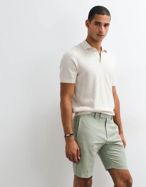 ASOS DESIGN – Elegante Shorts in Salbeigrün mit hohem Leinenanteil und schmalem Schnitt , 2 von 5