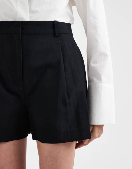 ASOS DESIGN – Elegante Shorts in Schwarz mit Leinenanteil und A-Linien-Schnitt , 5 von 5