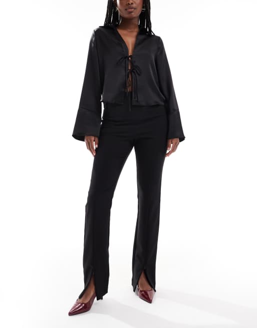 ASOS DESIGN - Elegante skinny broek met ritsdetail aan de voorkant in zwart