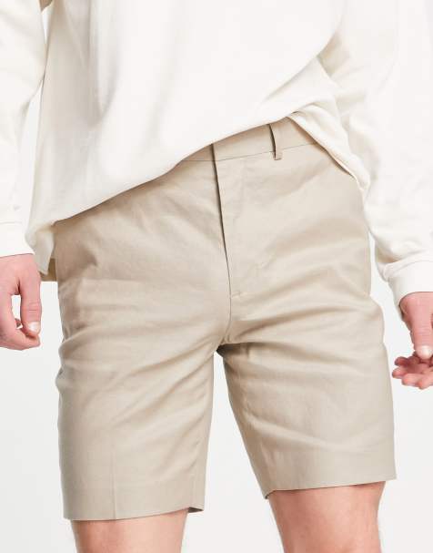 ASOS DESIGN - Elegante skinny-shorts i lys beige hørblanding - view 1