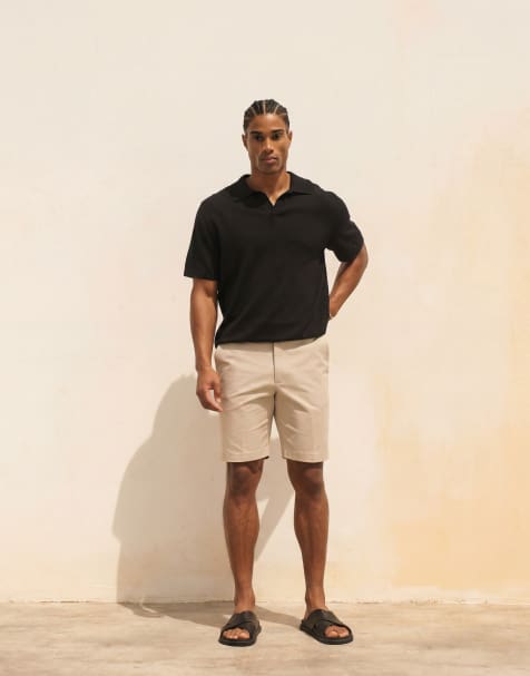 ASOS DESIGN – Elegante Slim-Fit-Chino-Shorts in Steinbeige mit hohem Baumwollanteil - view 1