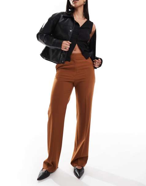 ASOS DESIGN - Elegante smalle broek met rechte pijpen in camel - view 1