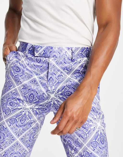 ASOS DESIGN - Elegante, smalle satinbukser i udsmykket print, 4 af 4