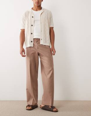 Elegante Sommerhose aus Baumwolle in Braun mit weitem Bein Braun 48 Long
