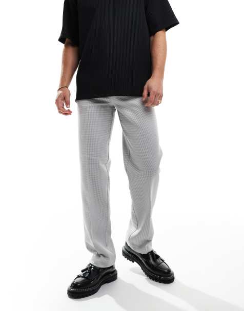 ASOS DESIGN – Elegante, strukturierte Hose in Grau mit geradem Schnitt - view 1