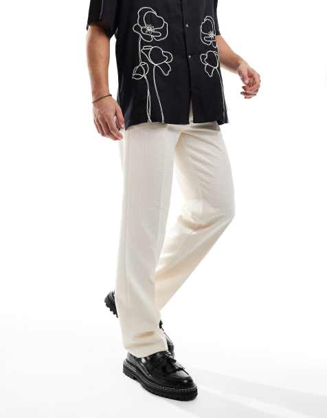 ASOS DESIGN – Elegante, strukturierte Hose in Steinbeige mit geradem Schnitt - view 1