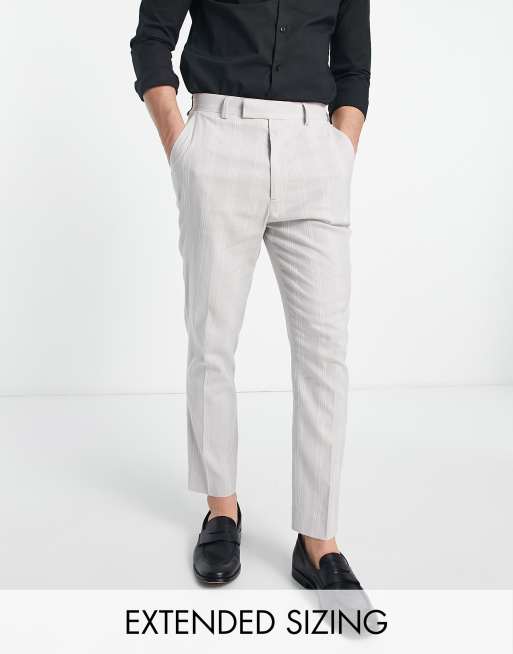 ASOS DESIGN - Elegante tapered bukser i hørblanding med brede grå striber