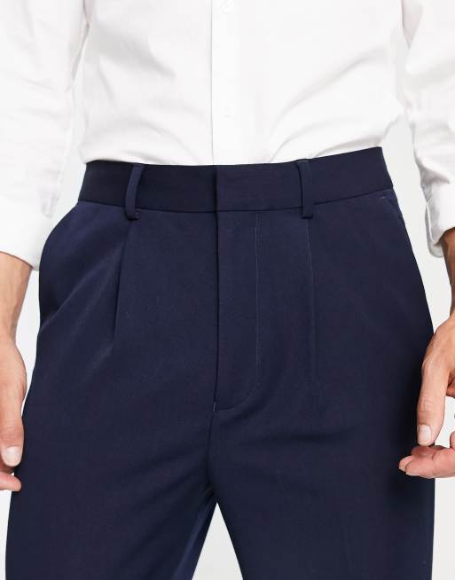 ASOS DESIGN - Elegante tapered bukser i marineblå, 3 af 4
