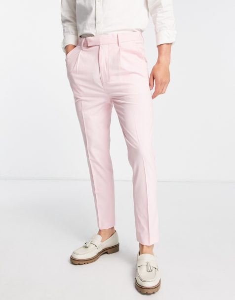 ASOS DESIGN - Elegante, tapered bukser med nålestriber i lyserød - view 1