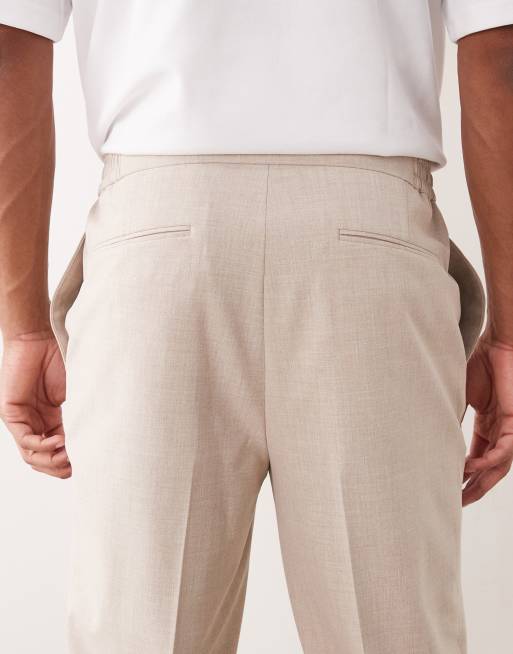 ASOS DESIGN - Elegante toelopende broek met comfortabele stretch en elastische taille in stone, 5 van 5