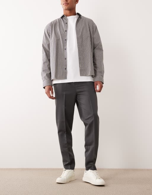 ASOS DESIGN - Elegante toelopende broek met elastische taille in antracietgrijs, 2 van 5