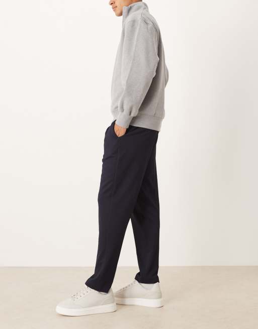 ASOS DESIGN - Elegante toelopende broek met elastische taille in marineblauw, 3 van 5