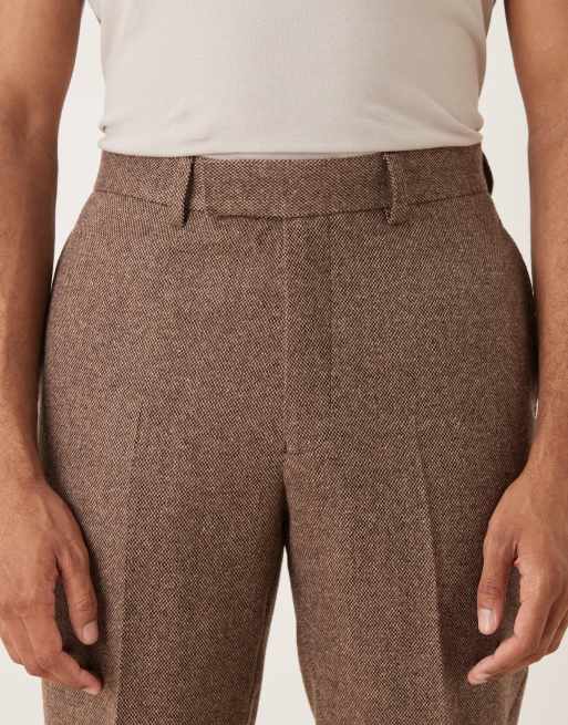 ASOS DESIGN - Elegante toelopende broek van wolmix in bruin, 5 van 5
