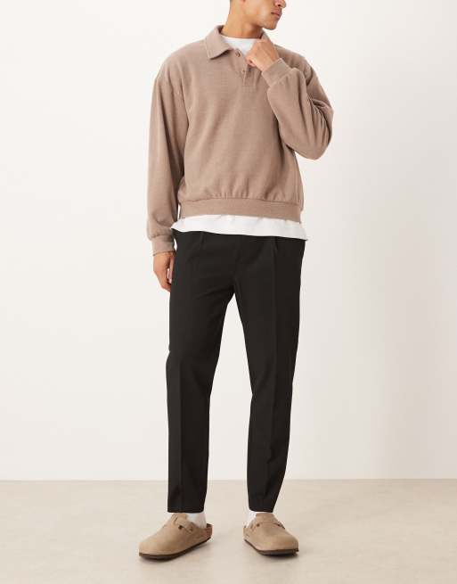 ASOS DESIGN - Elegante toelopende pantalon met elastische tailleband in zwart, 2 van 5