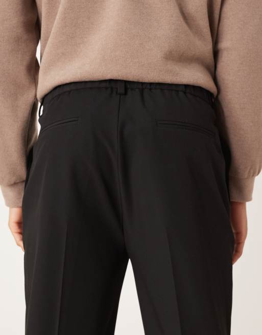 ASOS DESIGN - Elegante toelopende pantalon met elastische tailleband in zwart, 5 van 5