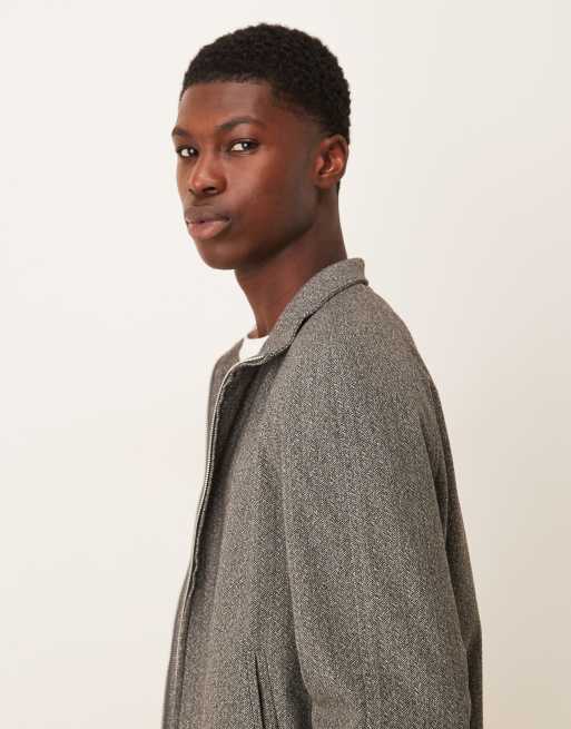 ASOS DESIGN – Elegante Trainingsjacke in Grau mit Fischgrätmuster, Kombiteil, 4 von 5
