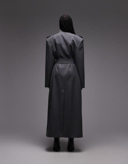 ASOS DESIGN - Elegante trenchcoat met schoudervullingen in grijs, 8 van 8