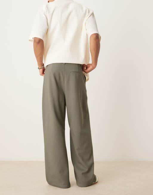 ASOS DESIGN – Elegante Twill-Hose in Khaki in Hufeisen-Passform, 2 von 5