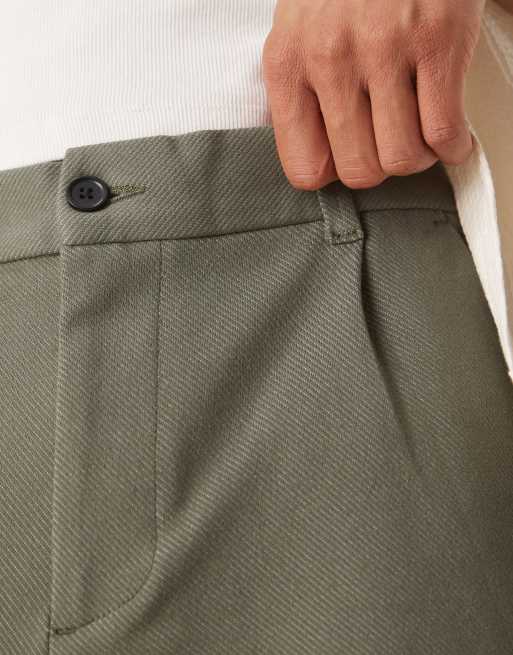 ASOS DESIGN – Elegante Twill-Hose in Khaki in Hufeisen-Passform, 3 von 5