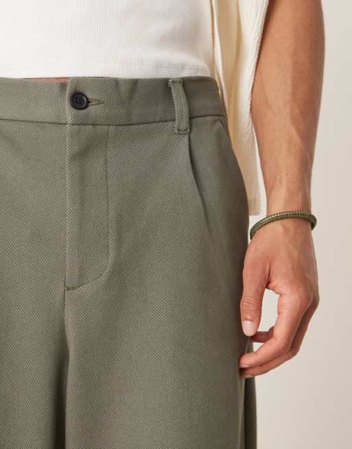 ASOS DESIGN – Elegante Twill-Hose in Khaki in Hufeisen-Passform, 5 von 5