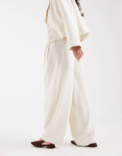 ASOS DESIGN – Elegante, weite Ballonhose in Creme mit niedrigem Bund, 4 von 5