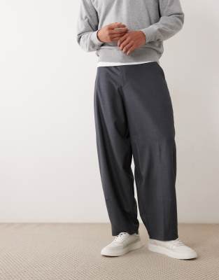 Elegante, weite Barrel-Hose in dunkelblauer Jeansoptik mit Gürtel Blau 50 Regular
