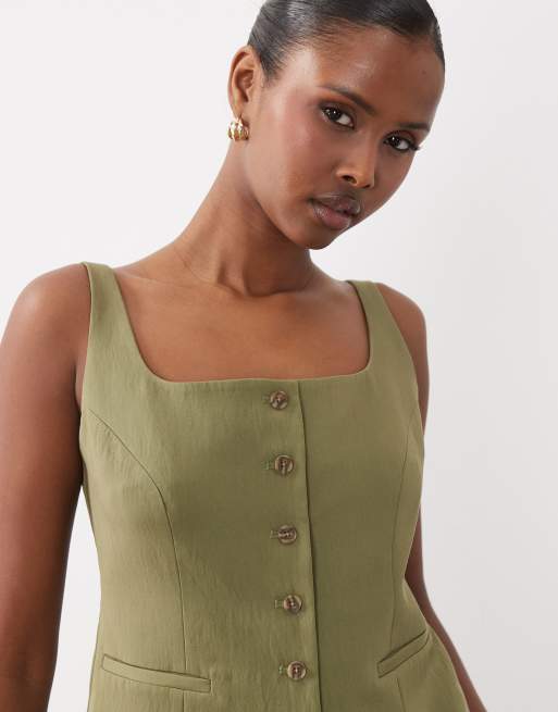 ASOS DESIGN – Elegante Weste in Salbeigrün mit U-Ausschnitt, 4 von 4