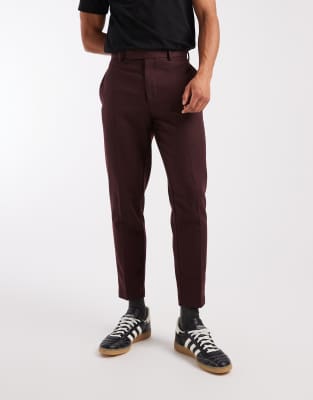 Elegante Wollmix-Hose in Burgunderrot mit schmal zulaufendem Bein Rot 46 Short