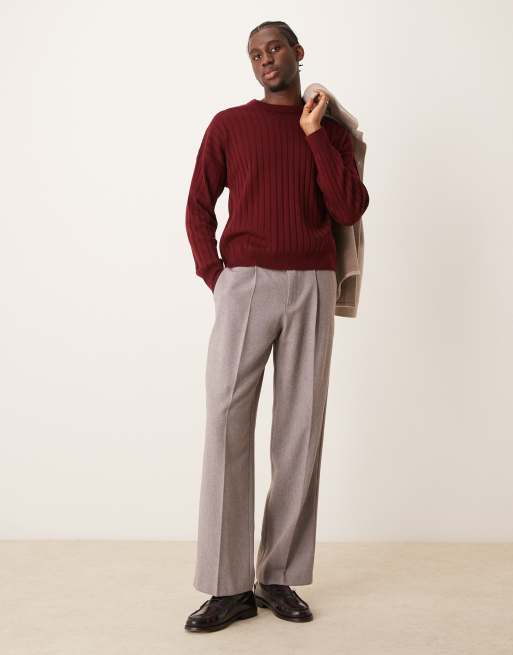 ASOS DESIGN – Elegante Wollmix-Hose in Hellbraun mit weitem Bein, 5 von 5