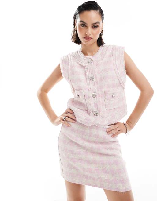 ASOS DESIGN – Eleganter A-Linien-Minirock aus Bouclé in Rosa