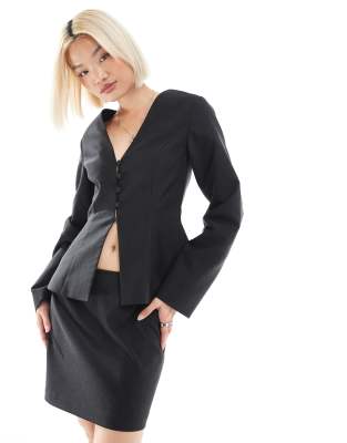 ASOS DESIGN - Eleganter Blazer in Schwarz mit elastischer Taille, Kombiteil