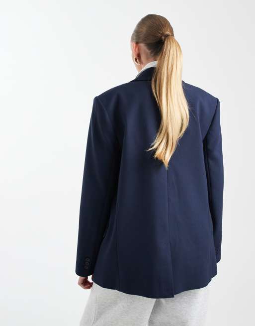 ASOS DESIGN – Eleganter Grandad-Blazer in Marineblau, 4 von 4