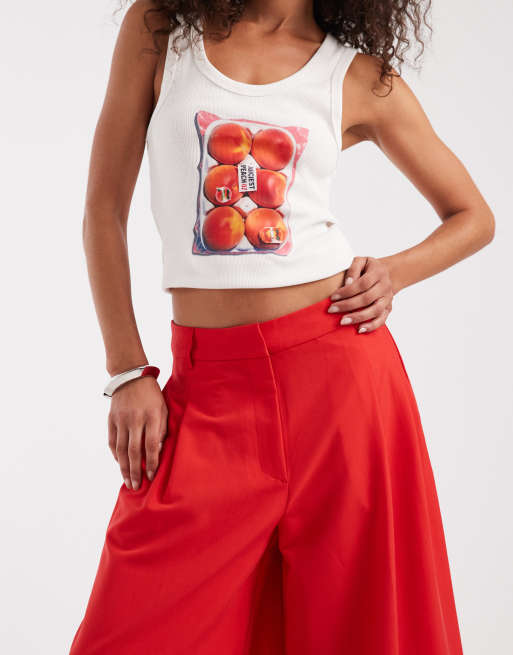 ASOS DESIGN – Eleganter Hosenrock in Rot mit hohem Bund, 3 von 5