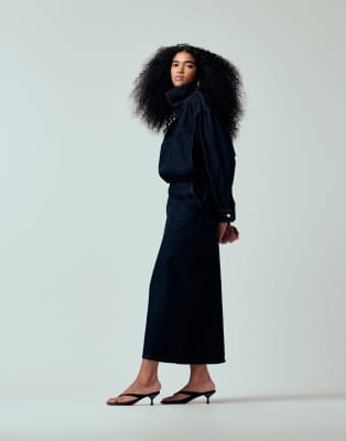 ASOS DESIGN - Eleganter Jeans-Bleistiftrock, Kombiteil-Marineblau