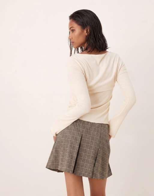 ASOS DESIGN – Eleganter kurzer Faltenrock in Grau kariert, 5 von 5