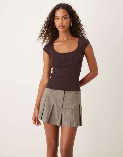 ASOS DESIGN – Eleganter kurzer Skort mit Bundfalten und Karomuster, Kombiteil - view 1