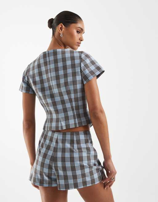 ASOS DESIGN – Eleganter, kurzer Volant-Skort mit Karomuster, 5 von 5